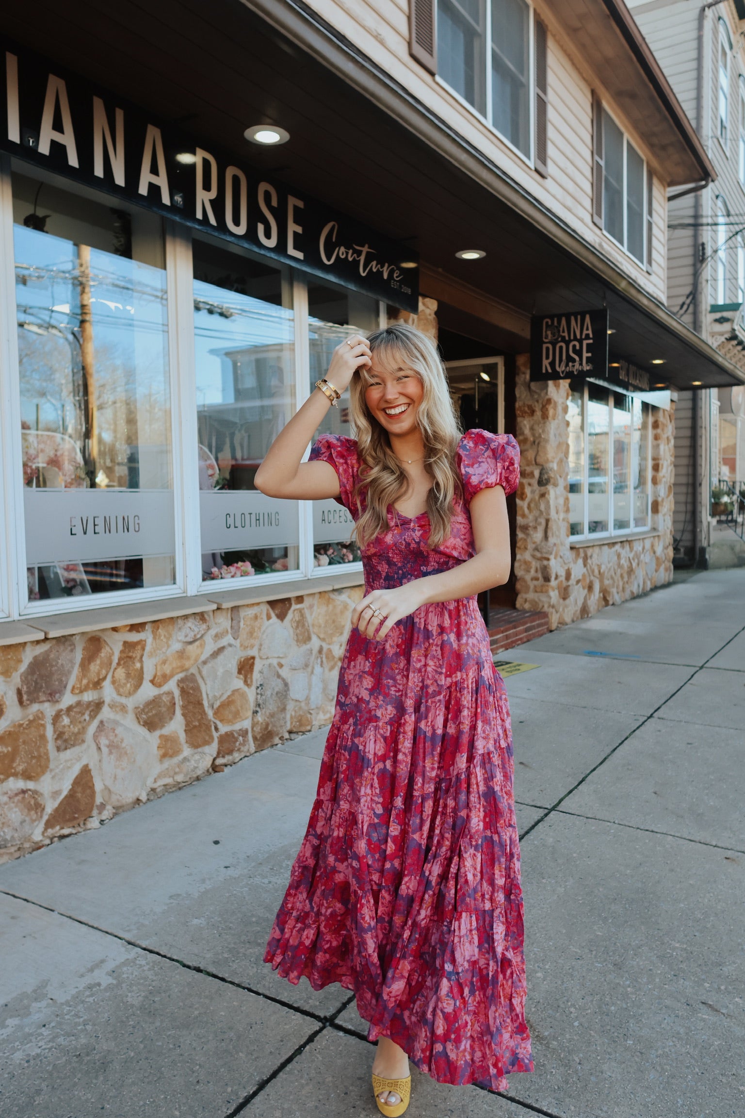 Sundrenched Short-Sleeve Maxi Dress / MAGENTA COMBO FP