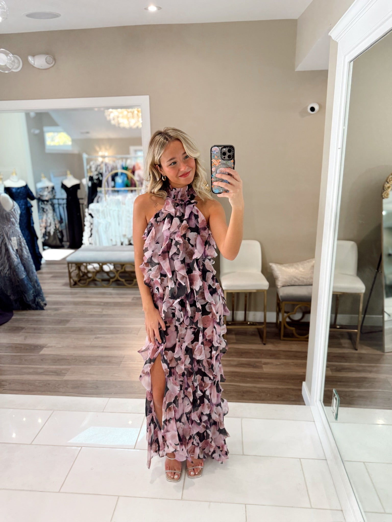 Solene Gown in Black Lilac Floral  by Elliatt