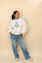 Christmas Tree Stitched Oversized Sweater