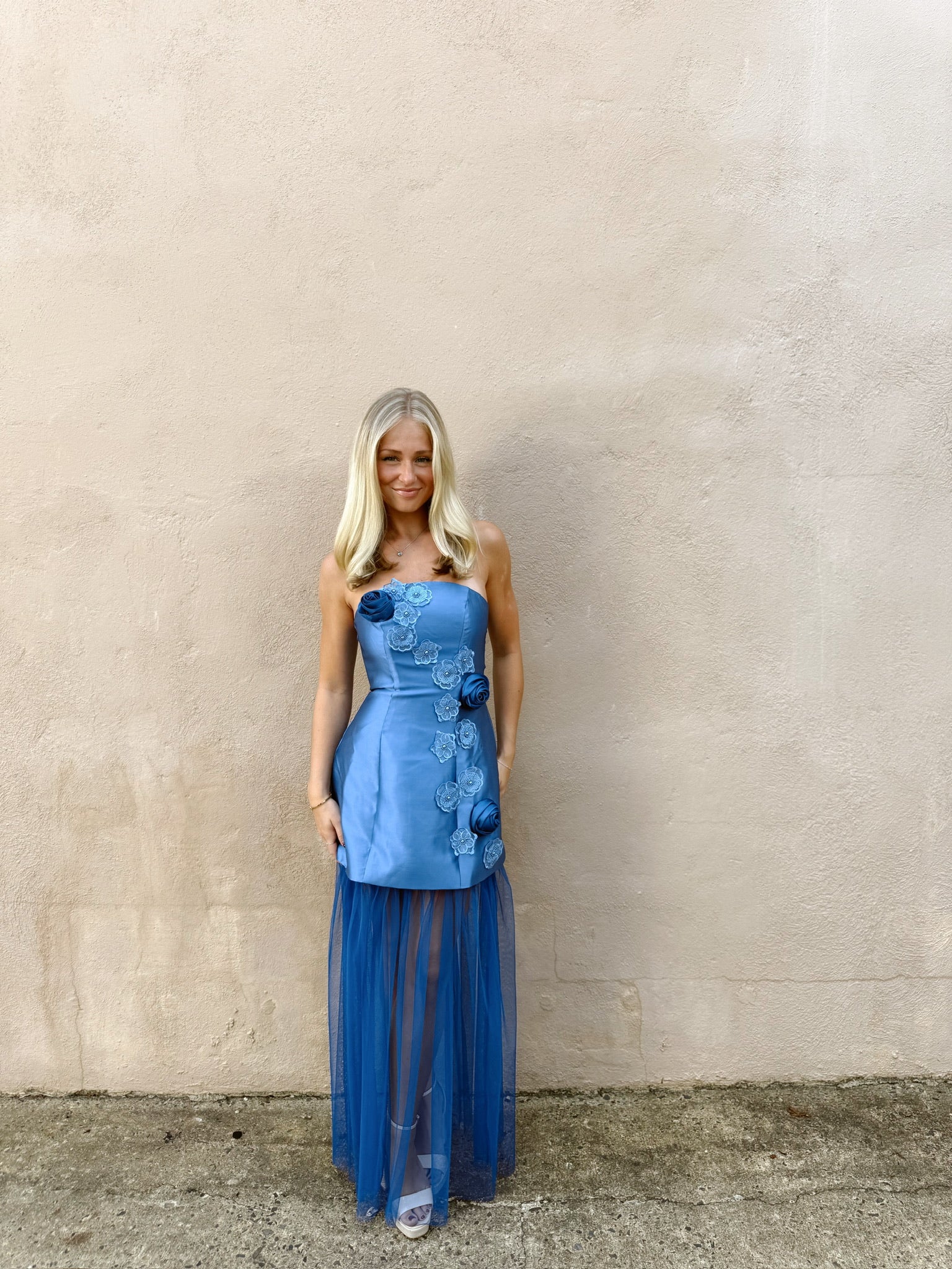 Oleander Strapless Maxi Dress In Cobalt by Elliatt