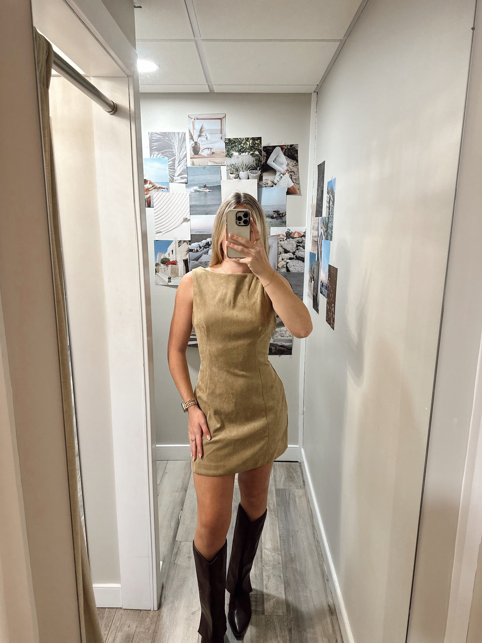 Louisa Mini Dress Vegan Suede