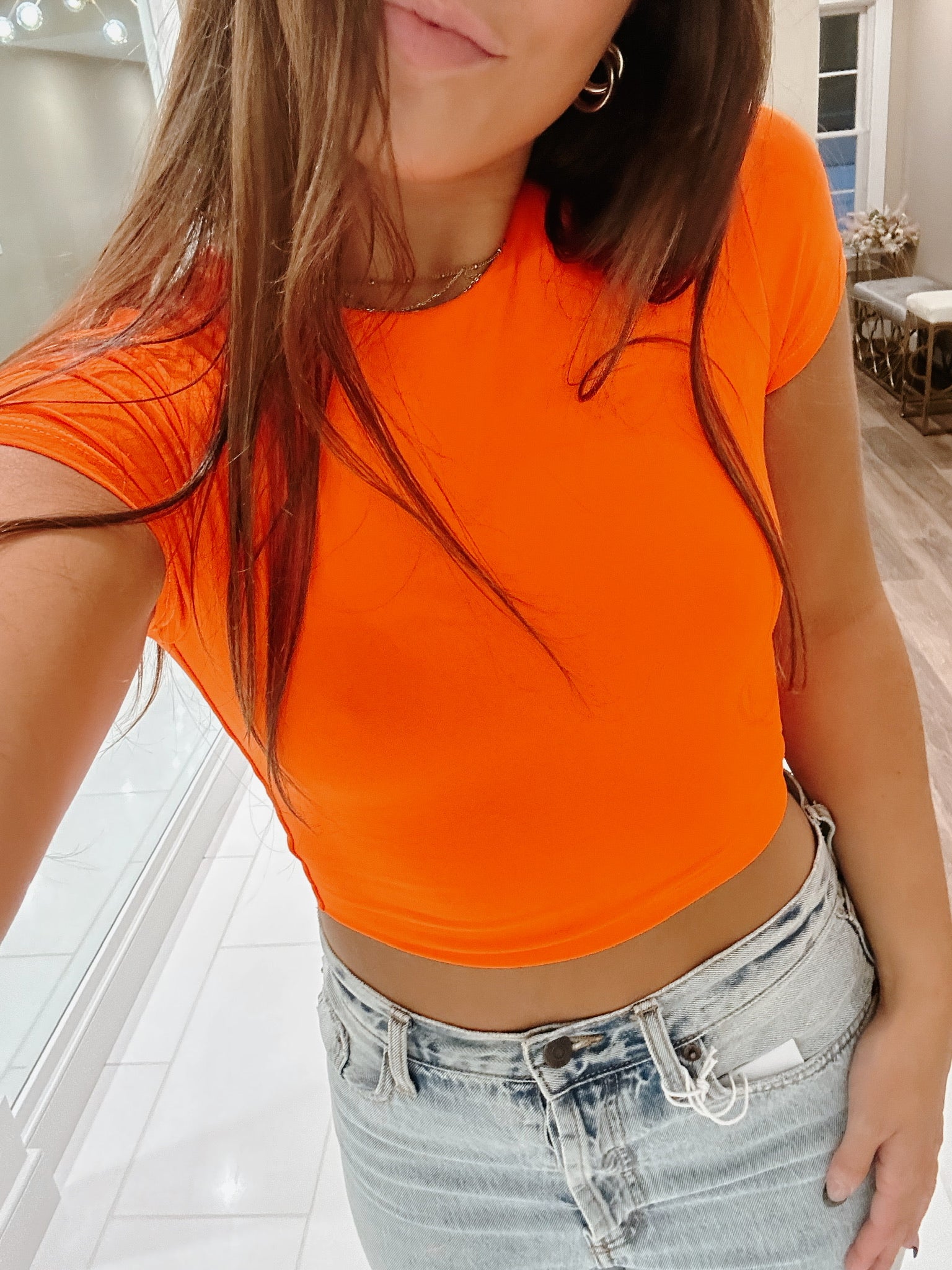 My Fave Crop Top Neon Orange