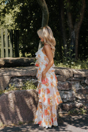 Mabel Tiered Maxi Orange/White