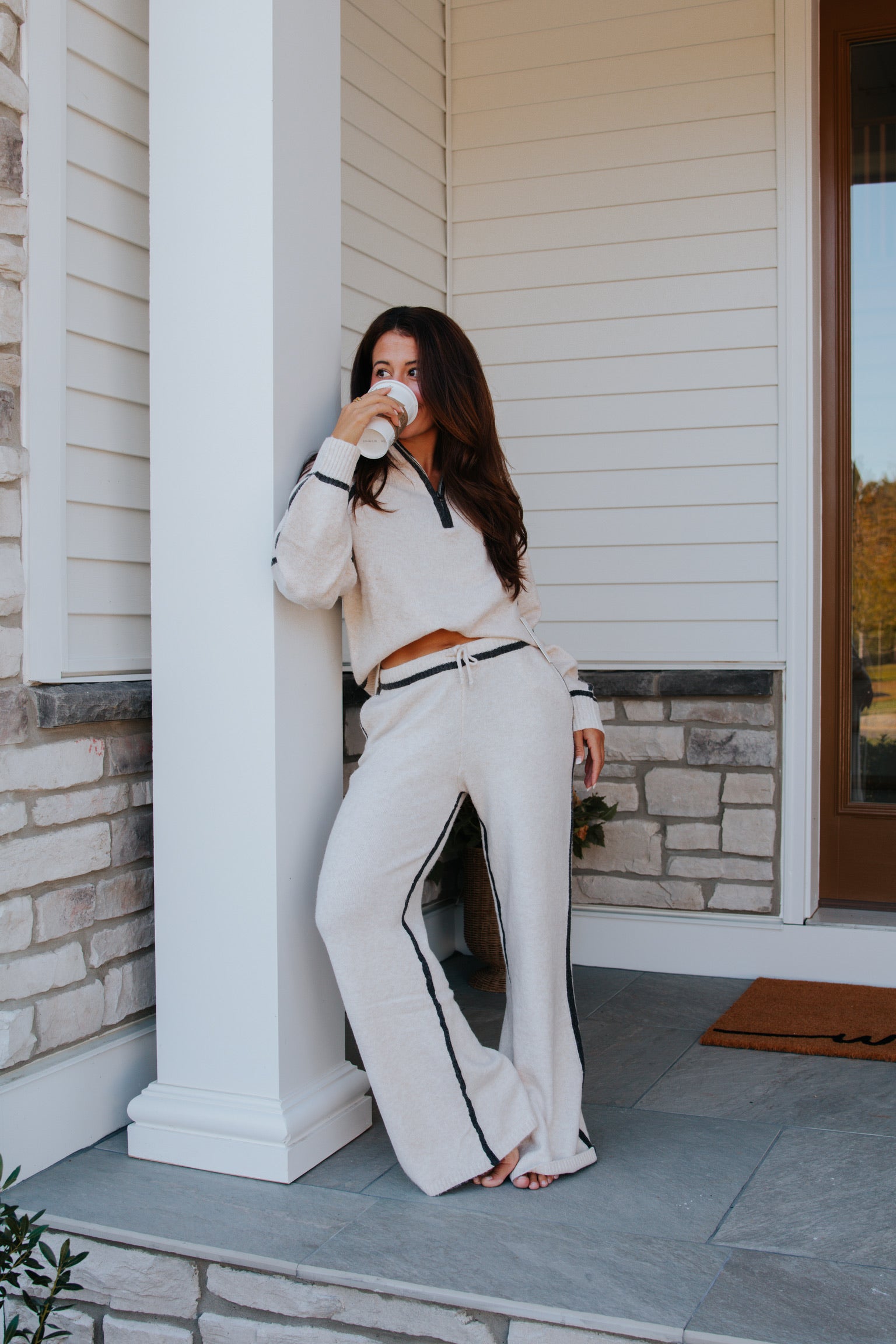 Sunday Chic Quarter Zip Sweater Vintage Havana