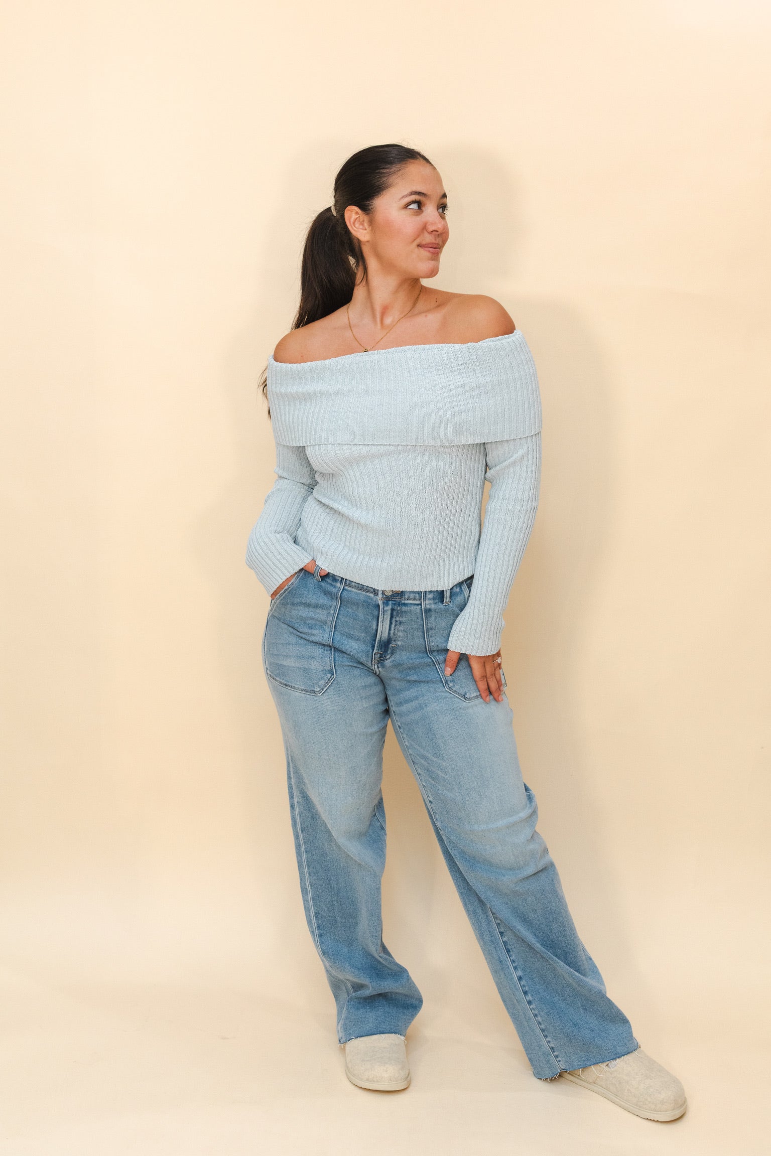 Warm Sugar Sweater Light Blue