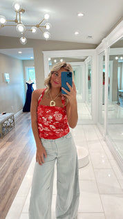 Tommie Knit Top Red Combo