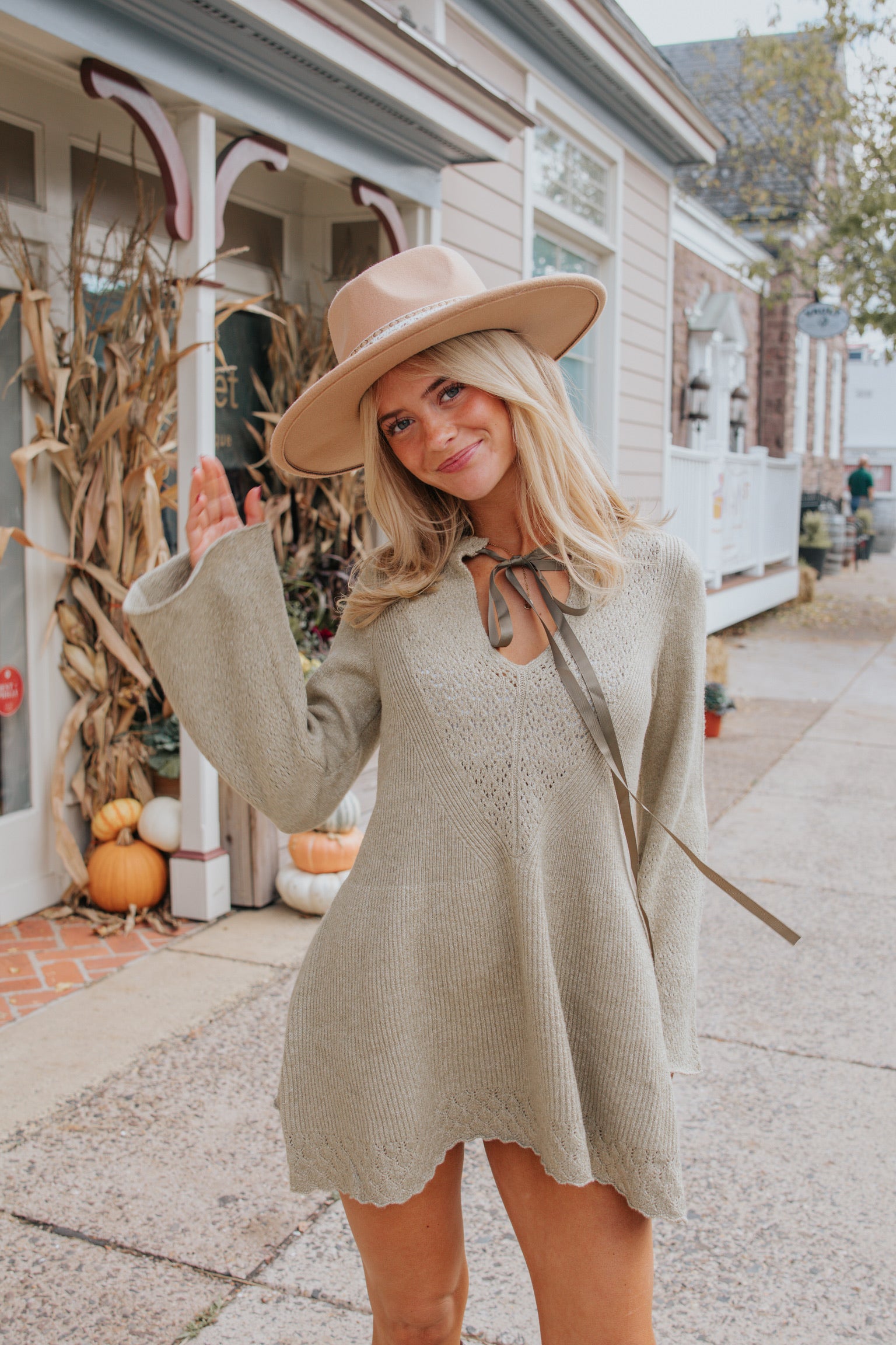 Bali Old Flame Sweater Mini Dress in Olive Tree by Free People