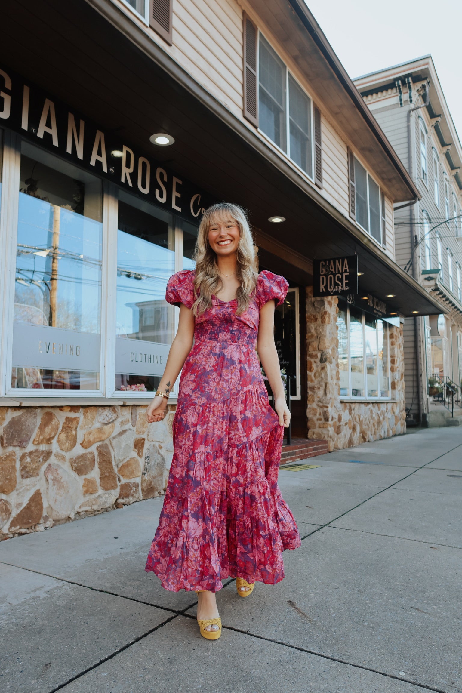 Sundrenched Short-Sleeve Maxi Dress / MAGENTA COMBO FP