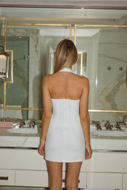 FRANCA HALTER MINI DRESS - WHITE