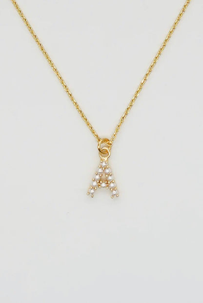 Dainty Love Pearl Initial Necklace