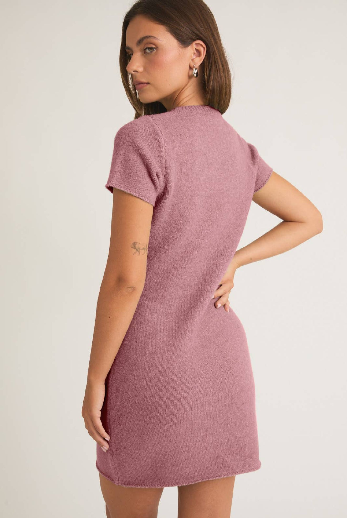 Mackenzie Knit Sweater T Shirt Dress in Mauve
