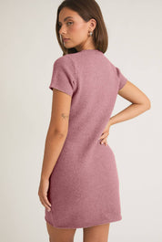 Mackenzie Knit Sweater T Shirt Dress in Mauve