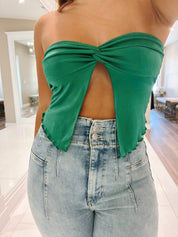 Sasha Strapless Crop Kelly Green