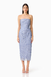 Elisa Column Midi Dress in Steel Blue by Elliatt