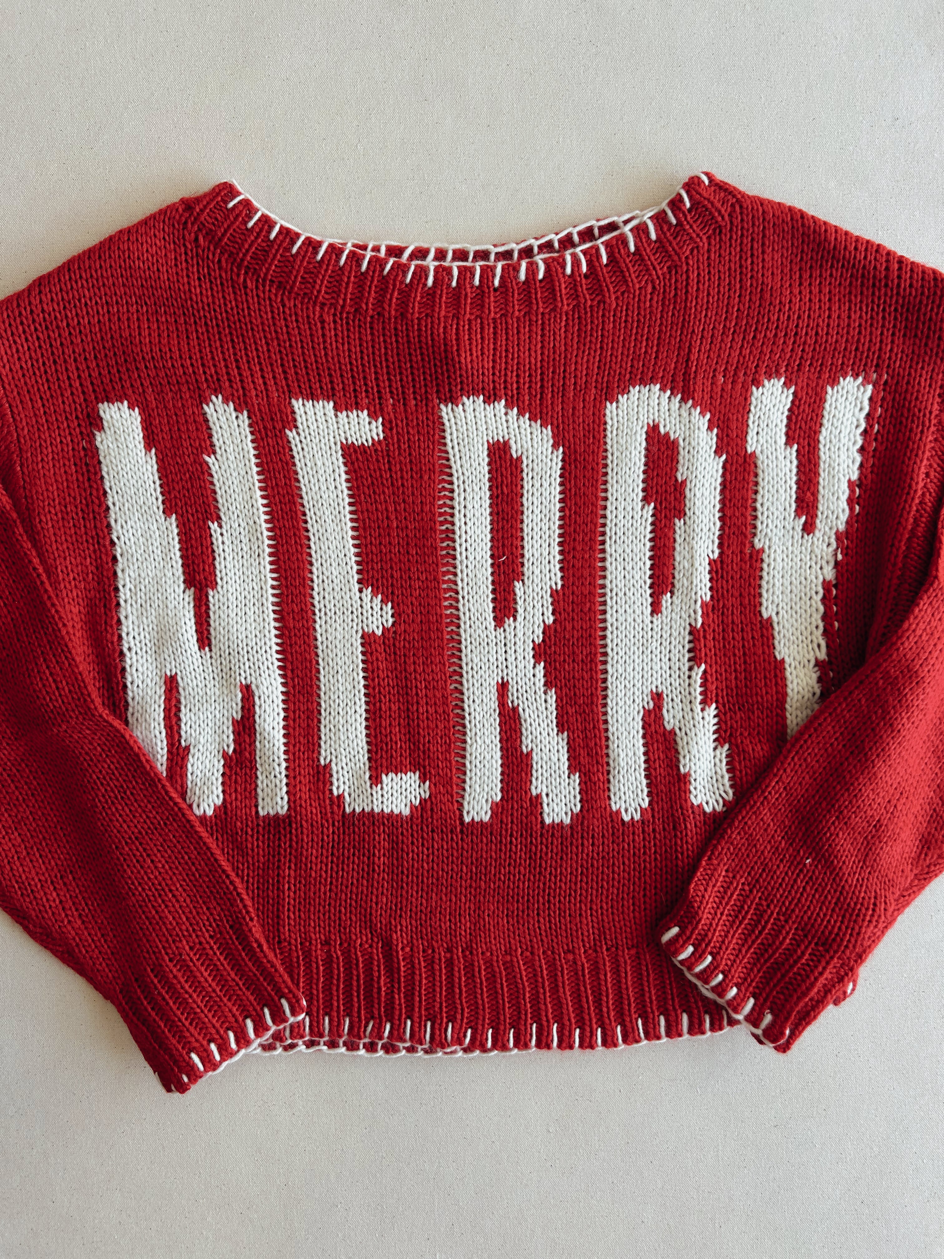 MERRY Stitched Sweater Red