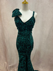 Jessenia Gown #2303 Velvet Sequin Hunter