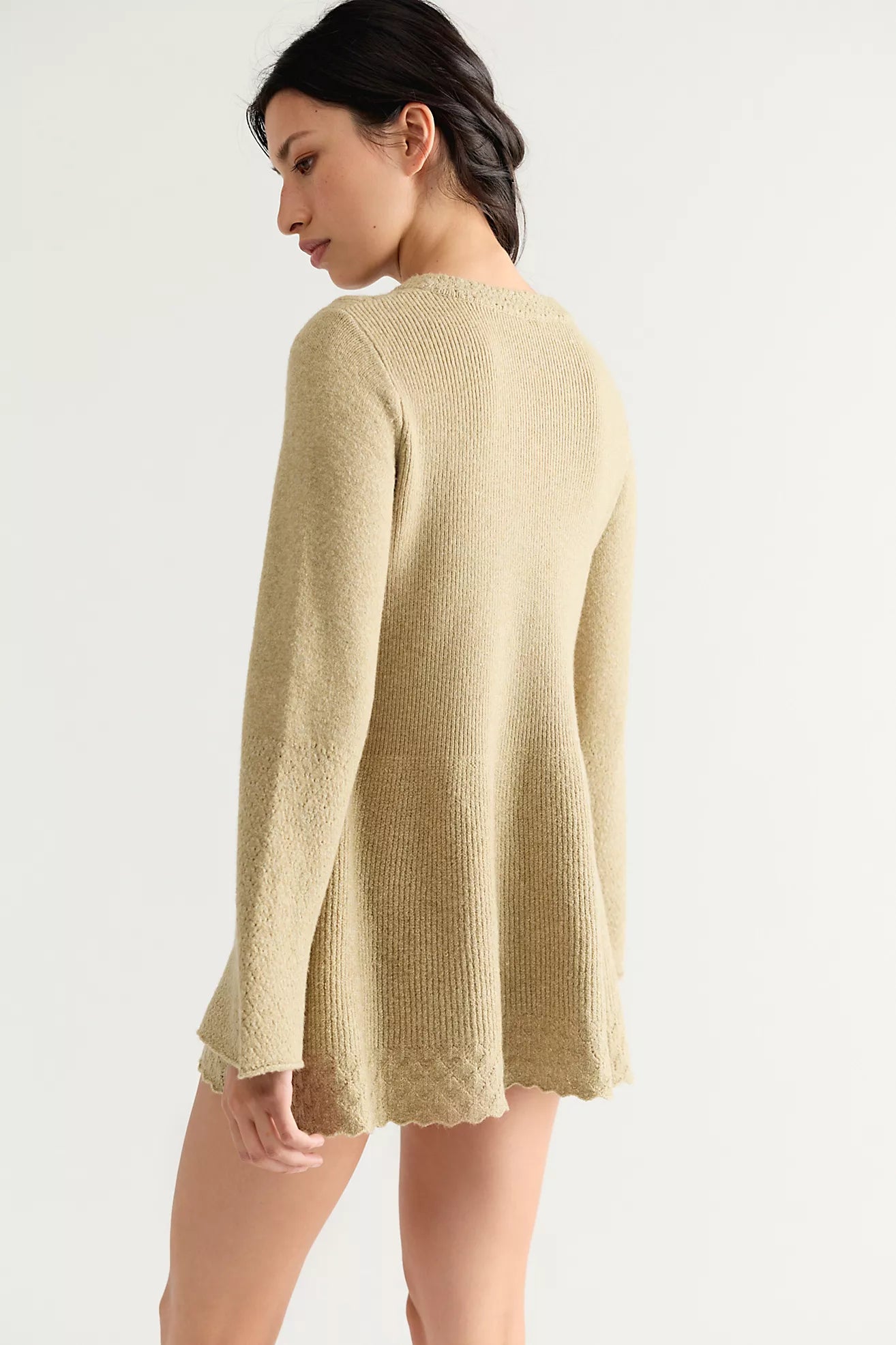 Bali Old Flame Sweater Mini Dress in Olive Tree by Free People
