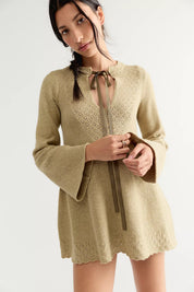 Bali Old Flame Sweater Mini Dress in Olive Tree by Free People