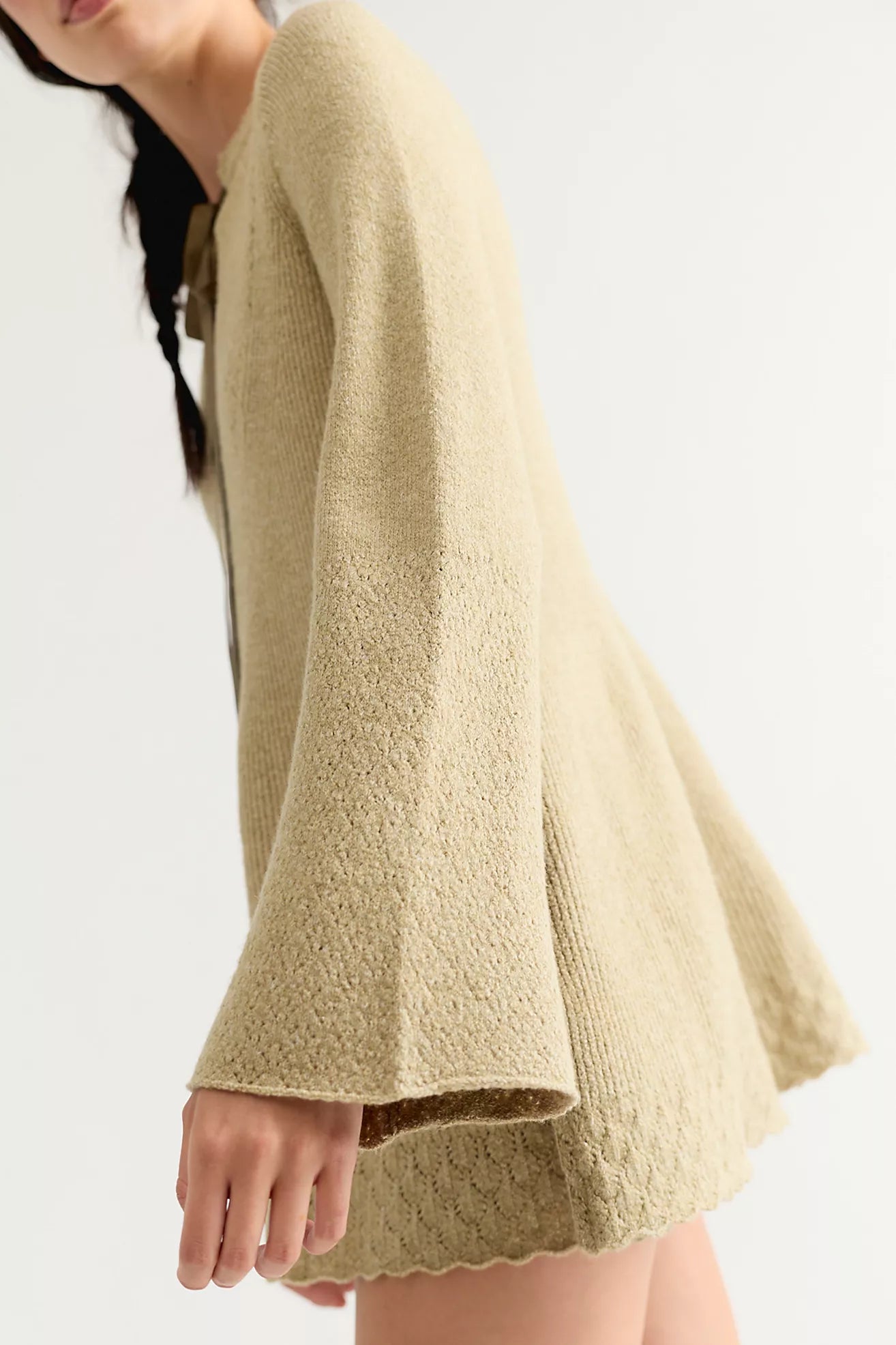 Bali Old Flame Sweater Mini Dress in Olive Tree by Free People
