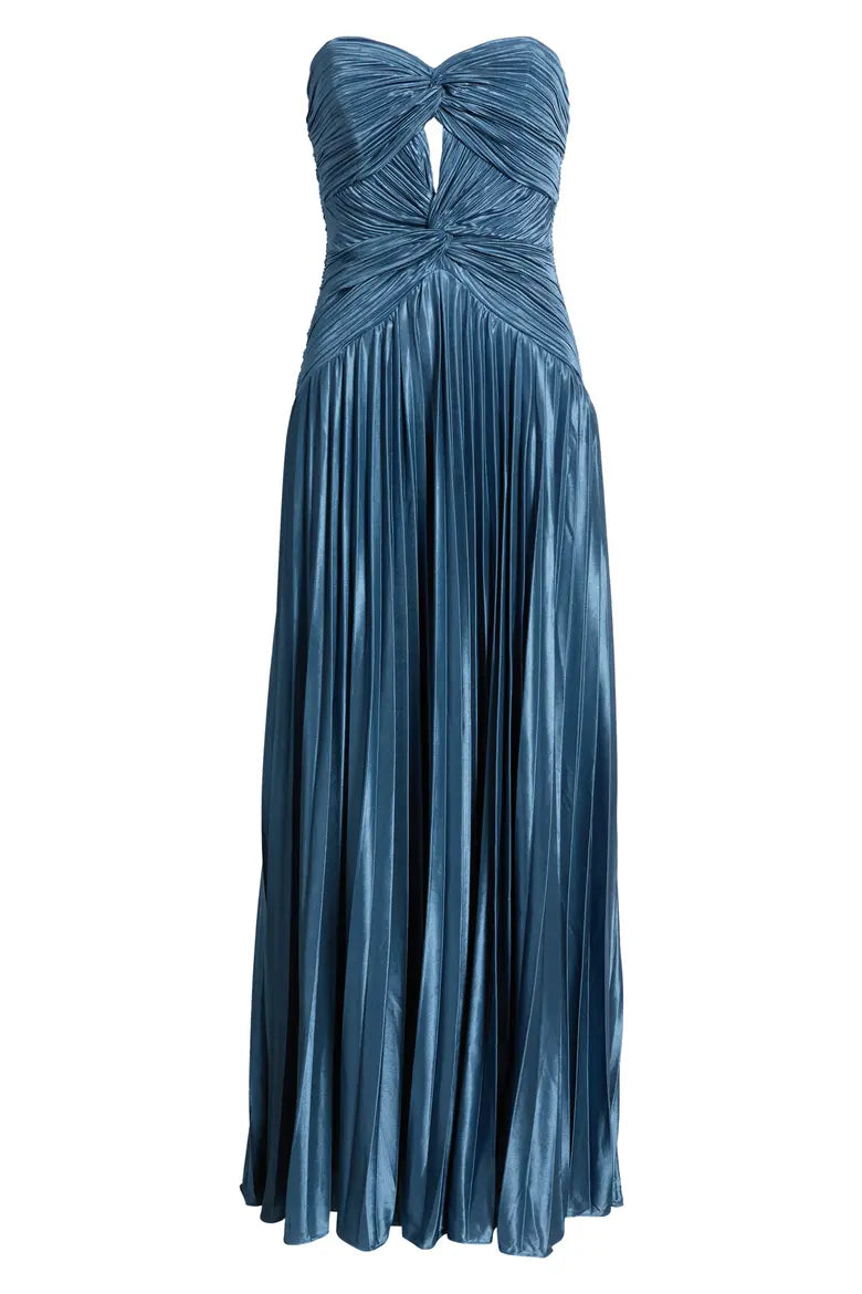 Florence Twist Front Bodice Plisse Maxi Dress in Slate | Lulus