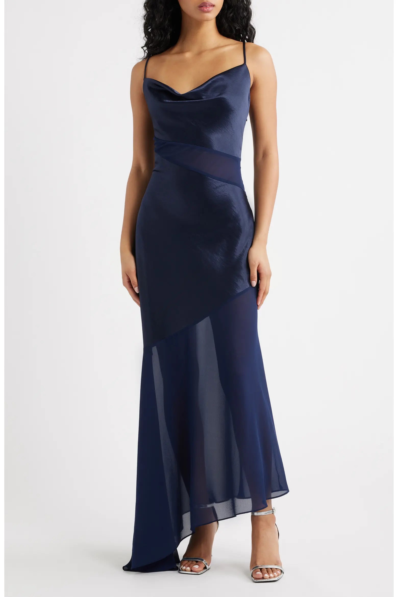 Lainey Cowl Neck Midi Dress in Navy | Lulus