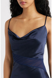 Lainey Cowl Neck Midi Dress in Navy | Lulus