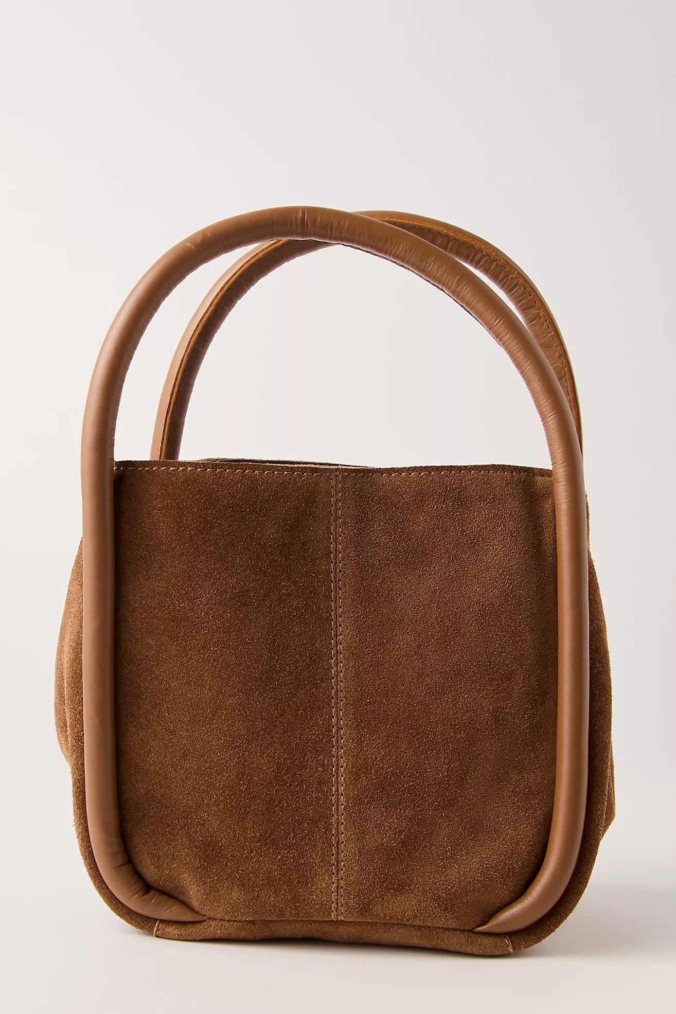 Barlow Suede Bucket Bag in Cognac