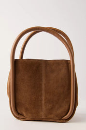 Barlow Suede Bucket Bag in Cognac