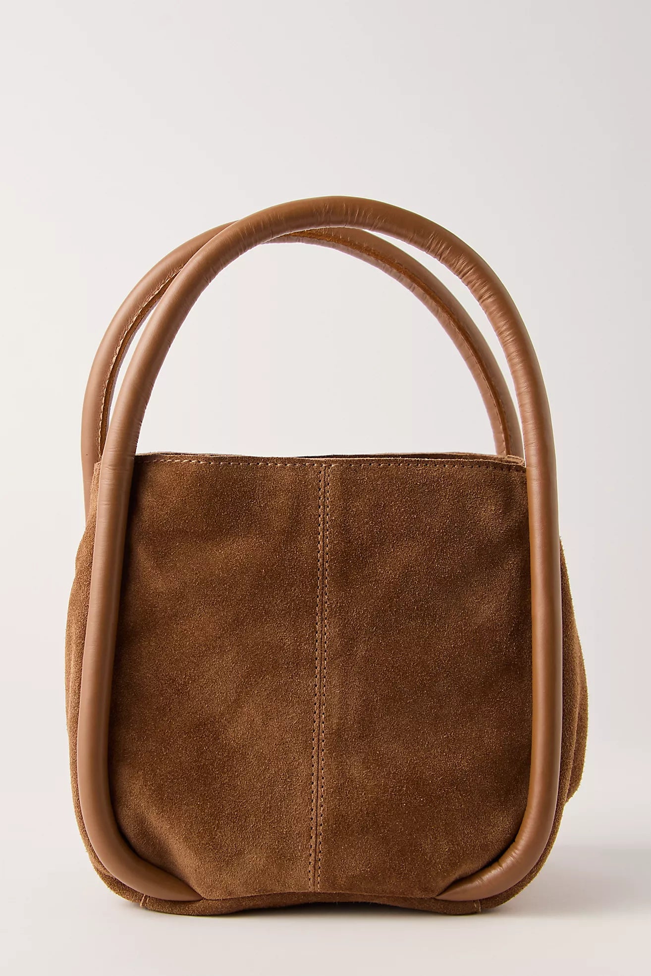Barlow Suede Bucket Bag in Cognac