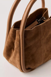Barlow Suede Bucket Bag in Cognac