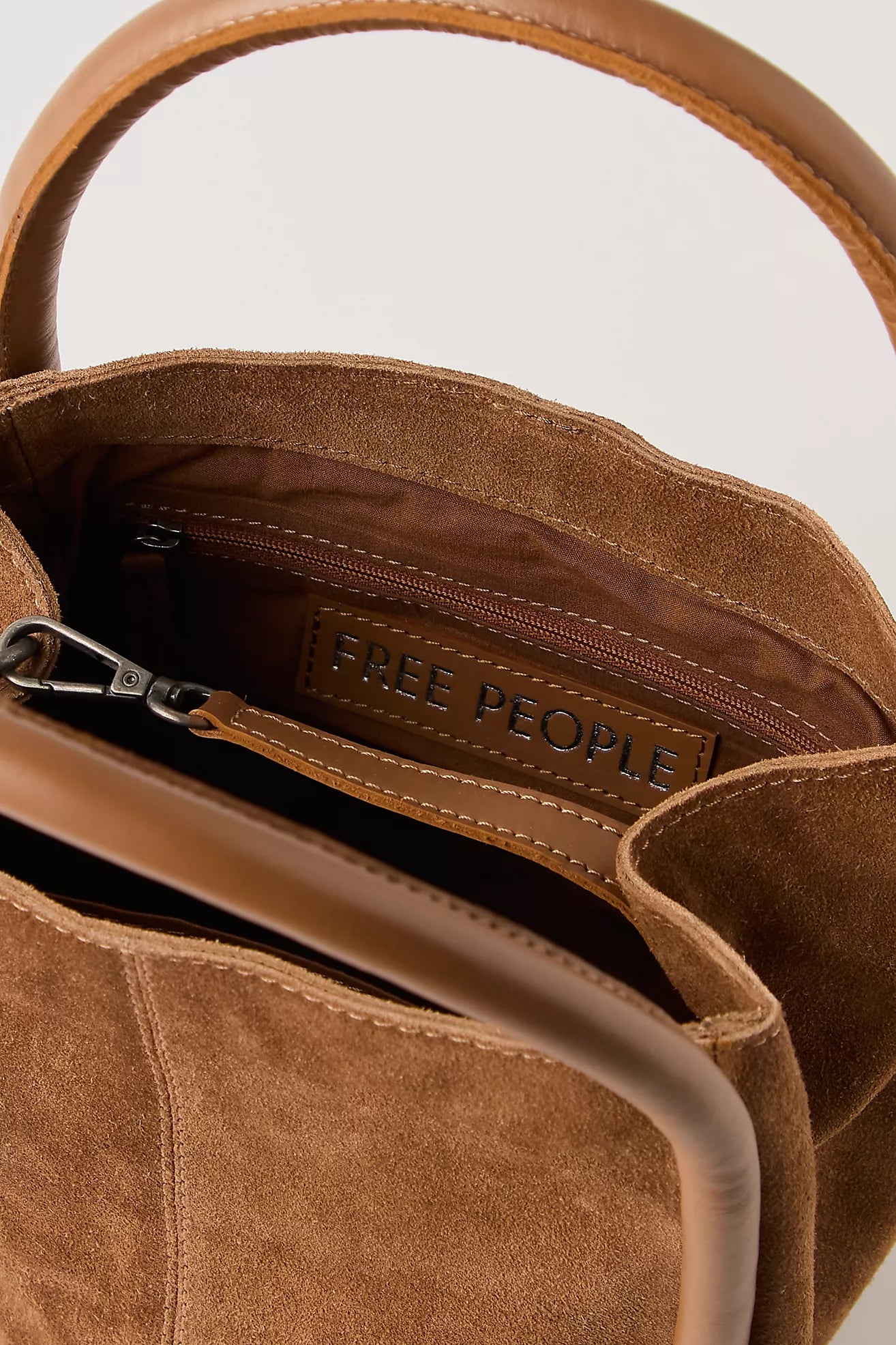Barlow Suede Bucket Bag in Cognac