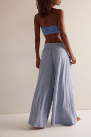 Wait A Minute Wide-Leg Lounge Pants in Soft Chambray