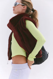 Peak Season Faux Fur Vest in Red Velvet | Free People