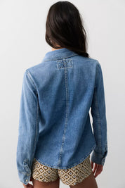 We The Free Benny Slim Denim Button Down Top | Blue Combo | Free People