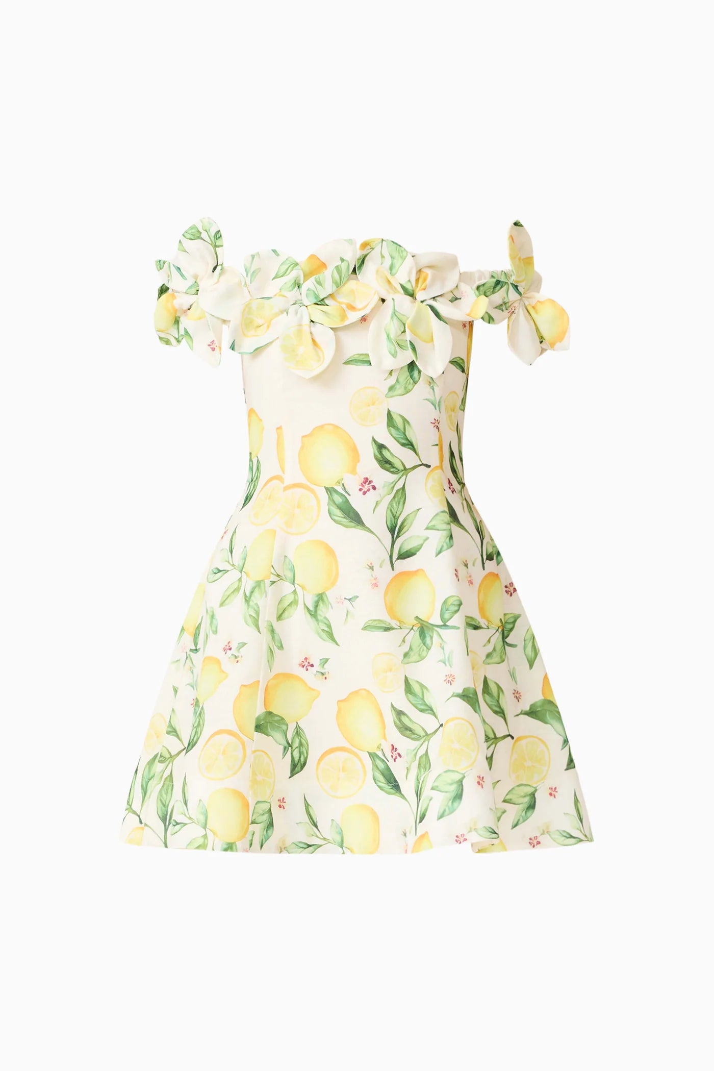 Hana Off Shoulder Mini Dress in Lemon Print