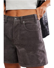 We The Free Tippi Vegan Suede Shorts FP Dark Grey
