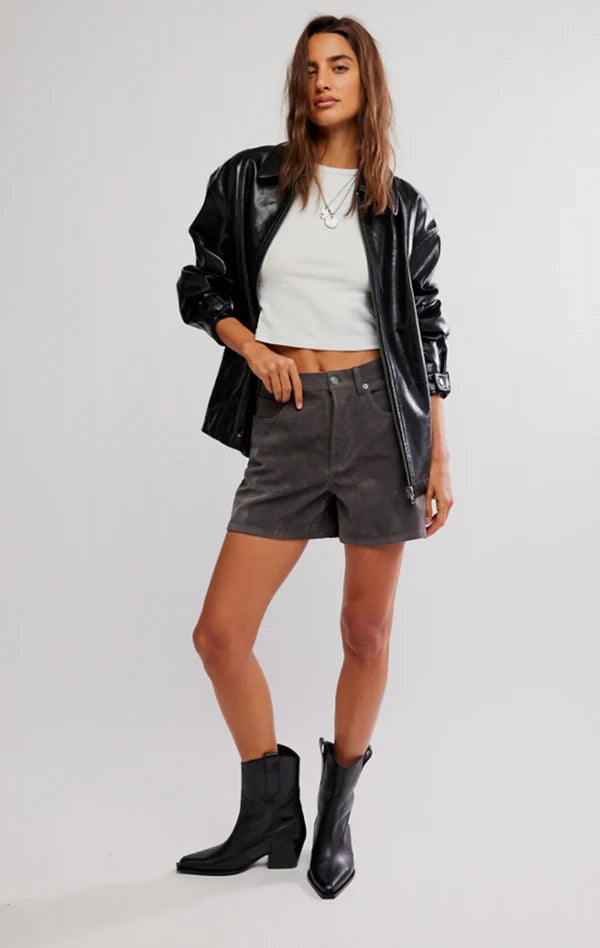 We The Free Tippi Vegan Suede Shorts FP Dark Grey