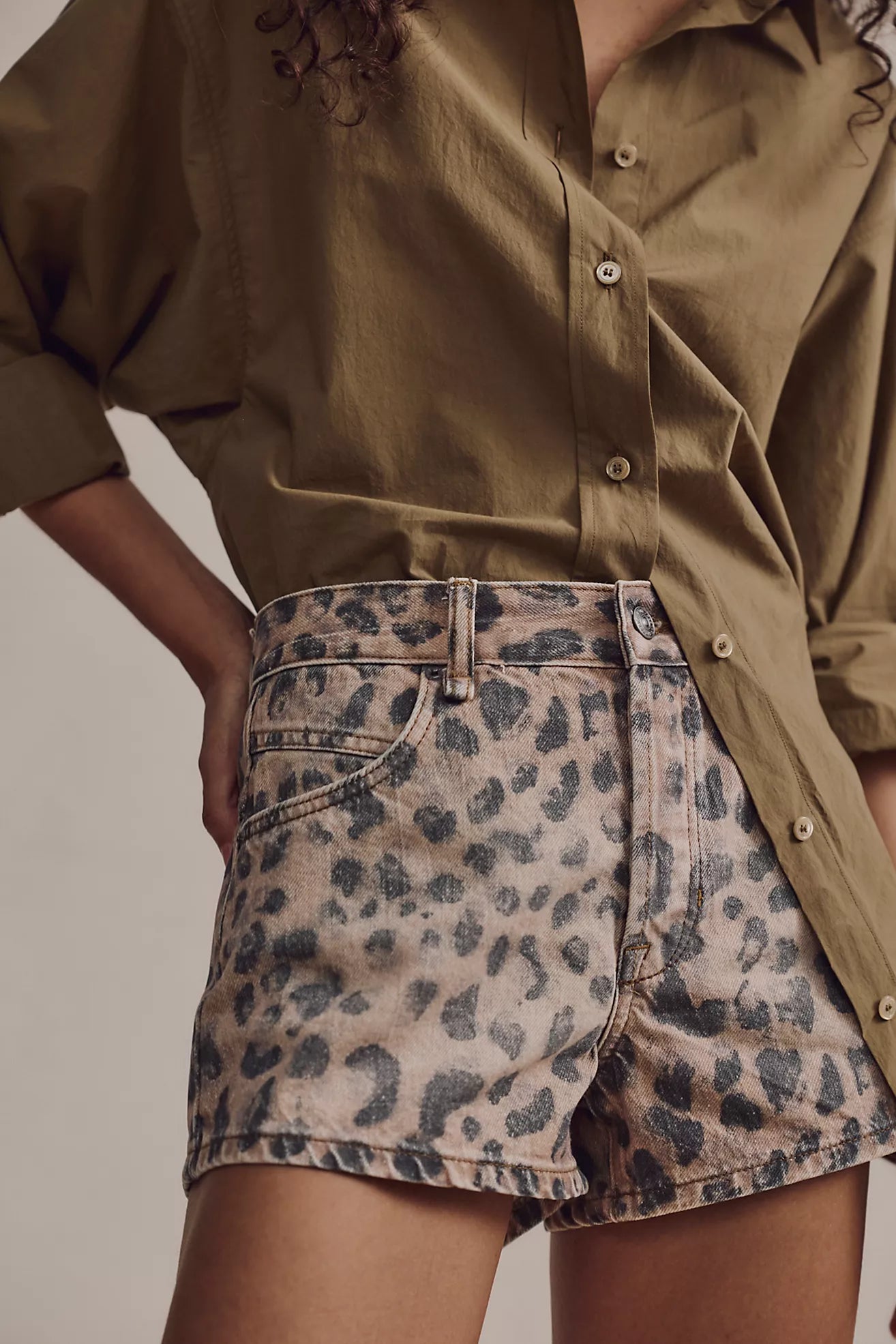 We The Free Now Or Never Printed Denim Shorts