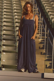 Hot Shot Strappy Onesie in Midnight Navy