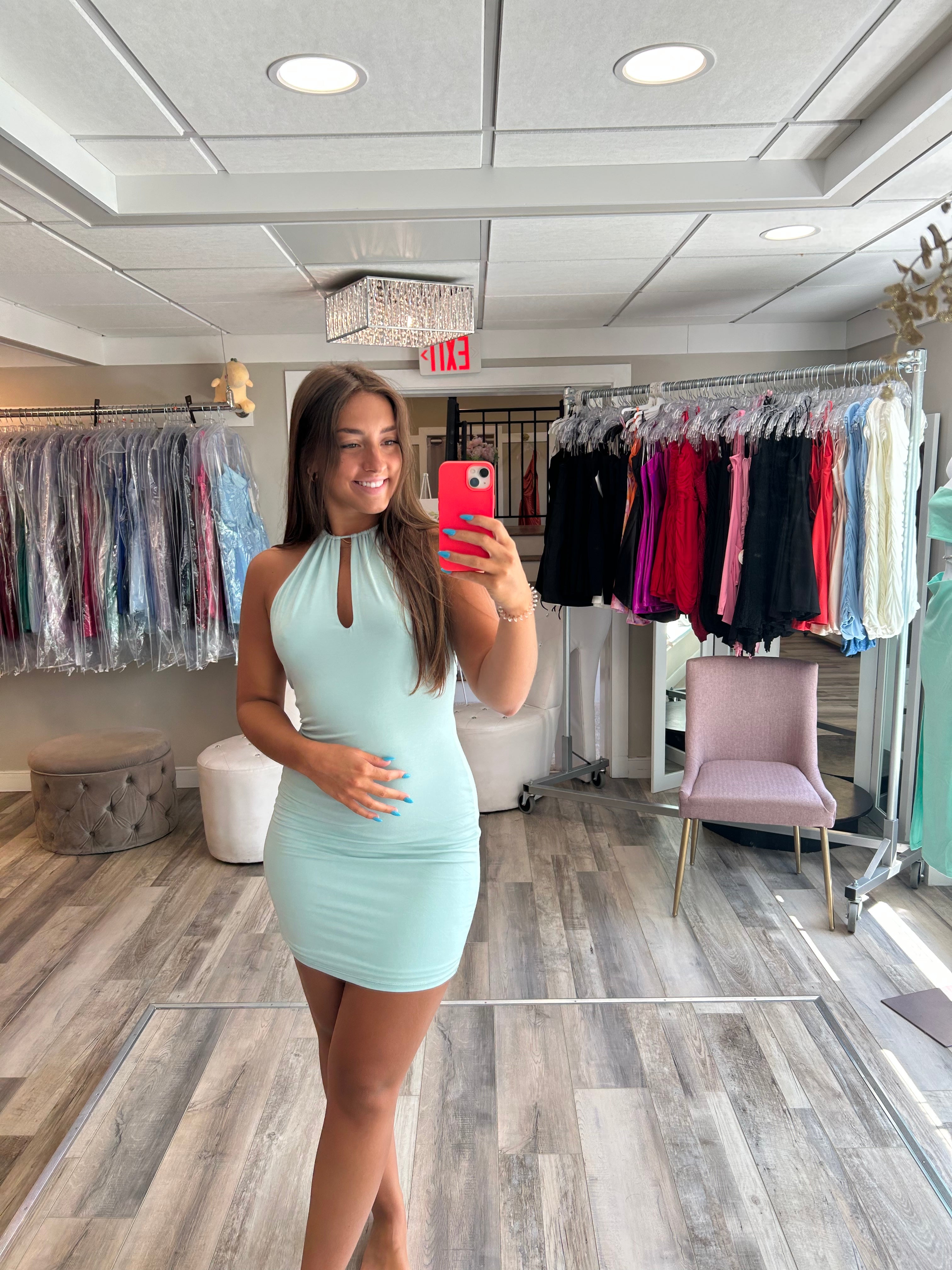 Aqua Mini Dress