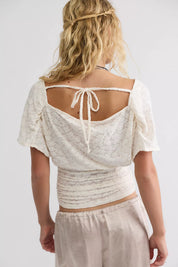 Aura Lace Top in Sugar Swizzle Ivory
