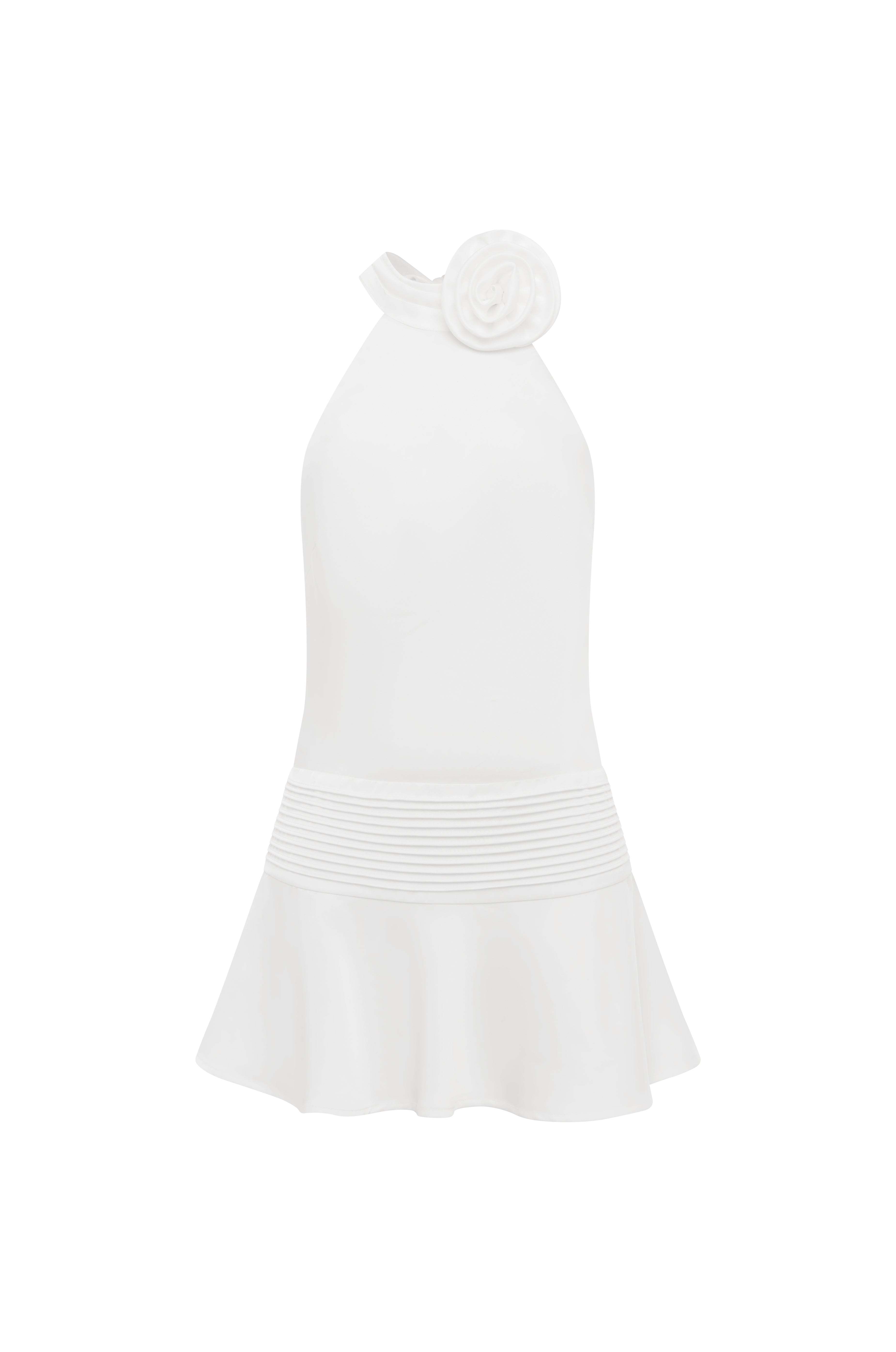 LAUREL HIGH NECK LAYERED MINI DRESS - WHITE