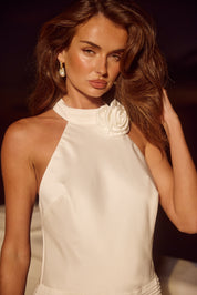 LAUREL HIGH NECK LAYERED MINI DRESS - WHITE