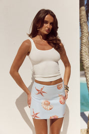 OPHIRA SEQUIN MINI SKIRT - ICE BLUE SEASHELL