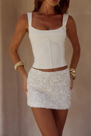 ORION SEQUIN MINI SKIRT - WHITE