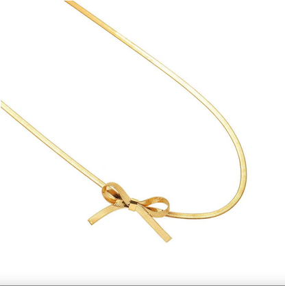 Bow Herringbone Necklace 18k Gold Filled