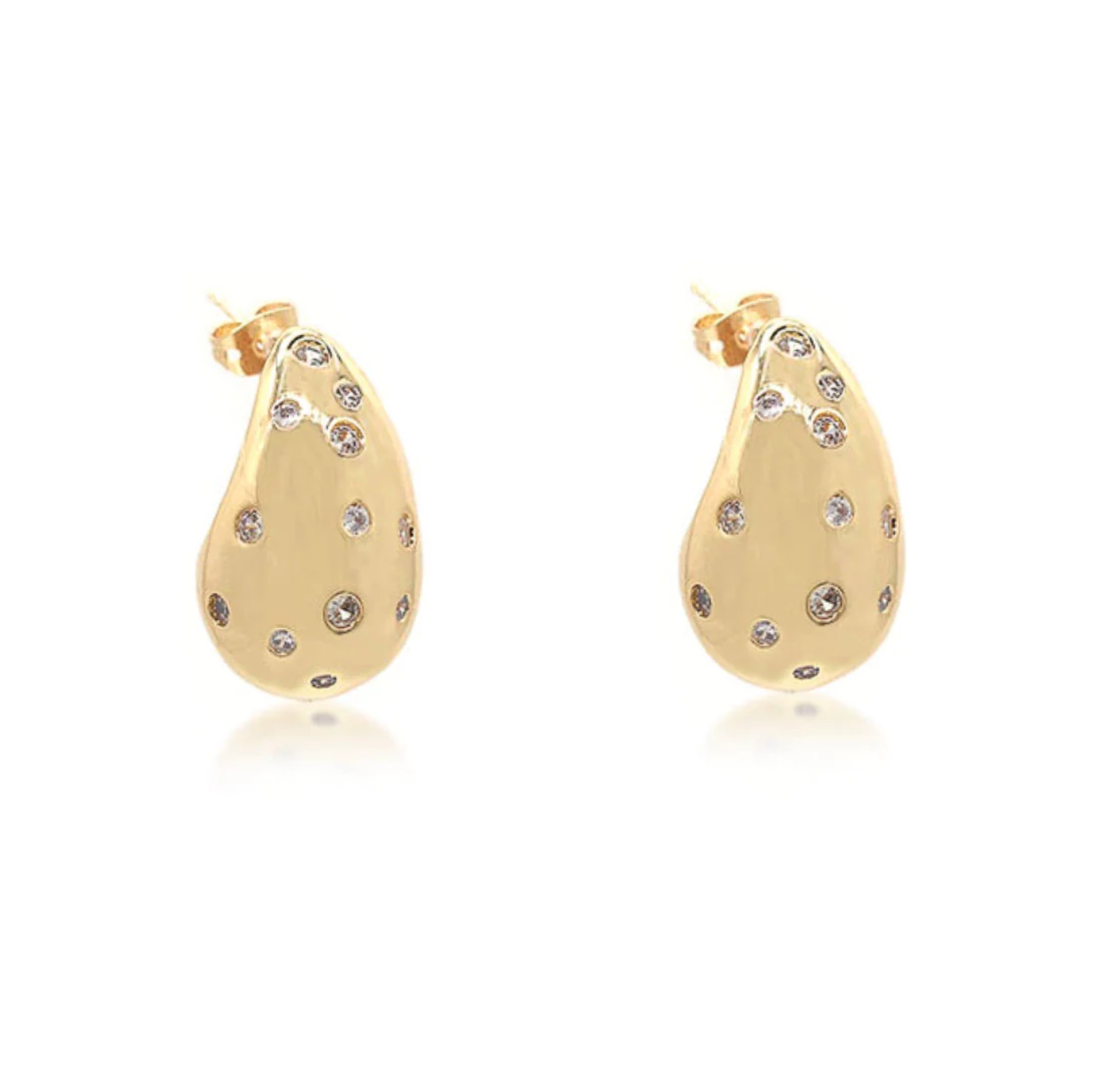 CZ Cluster Teardrop Water drop Earrings 18k Gold Filled