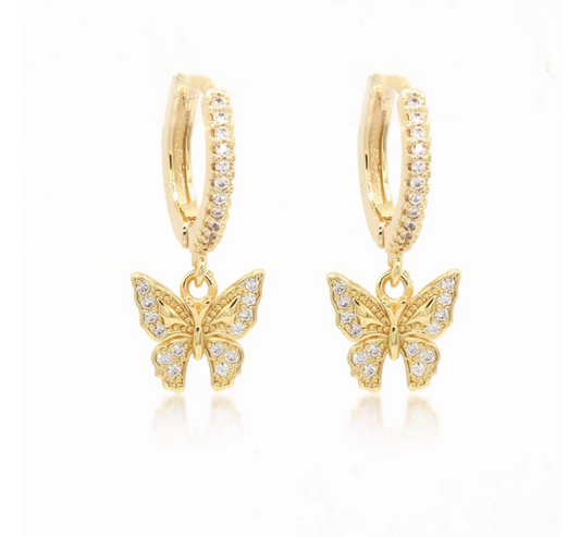 Butterfly Cz Huggie Hoop Earrings