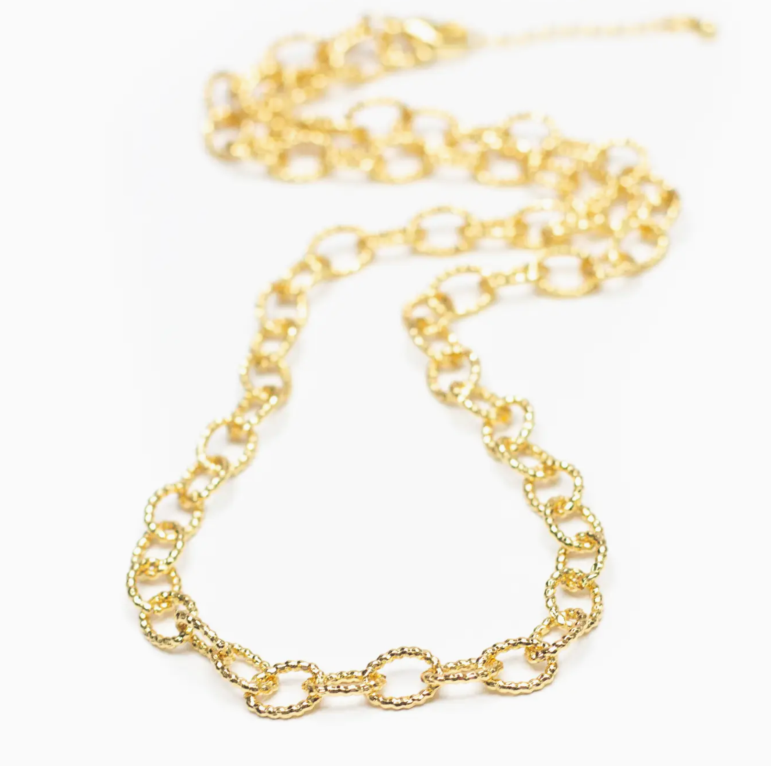 Textured O Ring Link Necklace