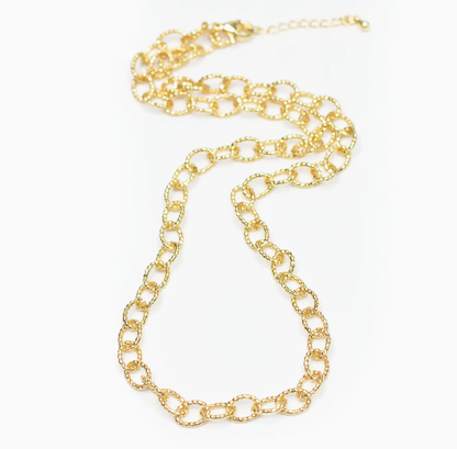 Textured O Ring Link Necklace